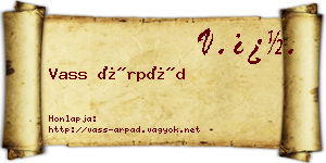 Vass Árpád névjegykártya