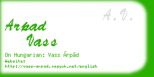 arpad vass business card