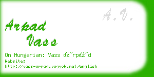 arpad vass business card